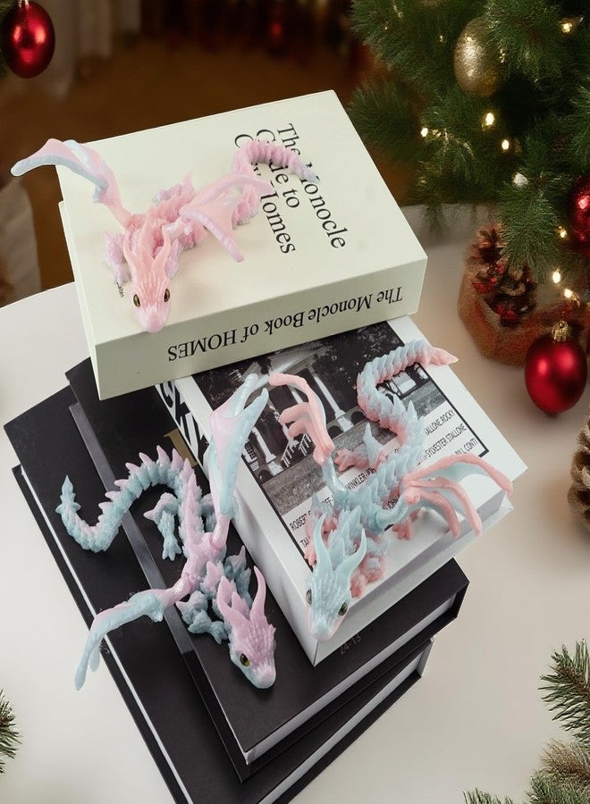 oyeftp 3D Printed Dragon with Wings, 3D Printed Animals Toys, Fidget Dragon Toys, Dragon Glow in The Dark Flexible Articulated Winged Crystal Dragon Model, Desktop Deco, Stocking Easter Basket Stuffers - Image 4
